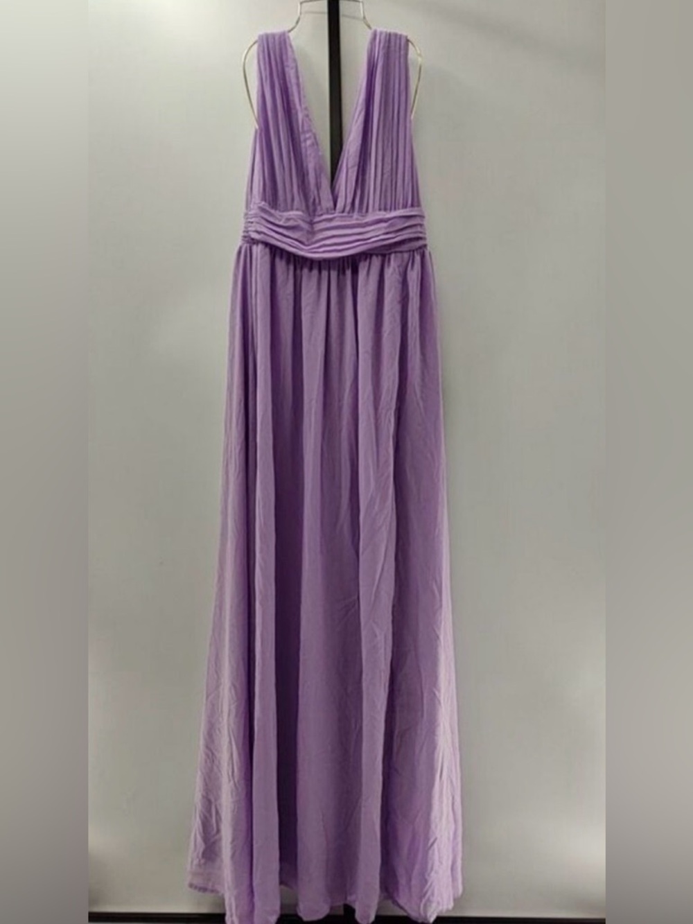 Lulu's Lavender V-Neck Maxi Dress with High Slit - Picture 4 of 6